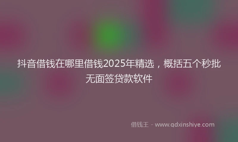 抖音借钱在哪里借钱2025年精选，概括五个秒批无面签贷款软件