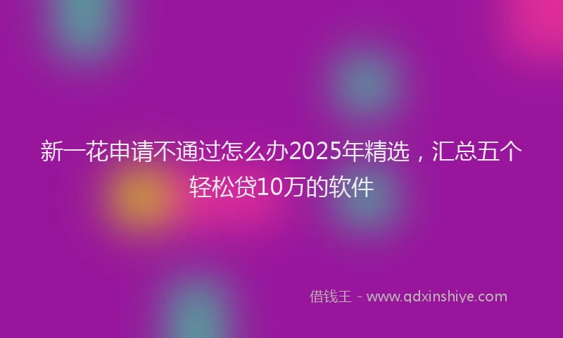 新一花申请不通过怎么办2025年精选，汇总五个轻松贷10万的软件