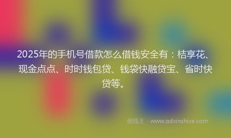 2025年的手机号借款怎么借钱安全有：桔享花、现金点点、时时钱包贷、钱袋快融贷宝、省时快贷等。