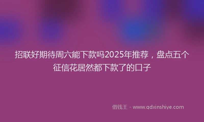 招联好期待周六能下款吗2025年推荐，盘点五个征信花居然都下款了的口子