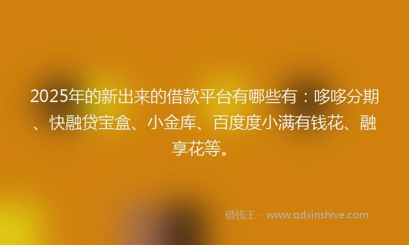 2025年的新出来的借款平台有哪些有：哆哆分期、快融贷宝盒、小金库、百度度小满有钱花、融享花等。