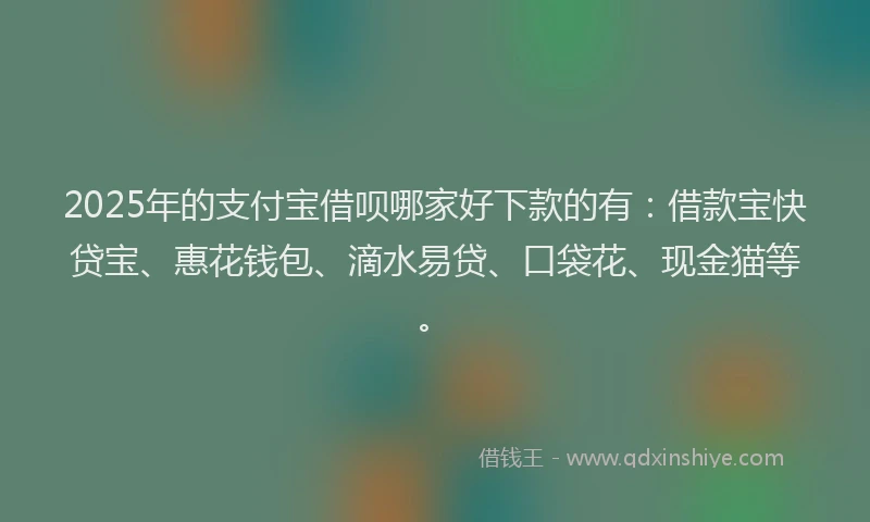 2025年的支付宝借呗哪家好下款的有：借款宝快贷宝、惠花钱包、滴水易贷、口袋花、现金猫等。