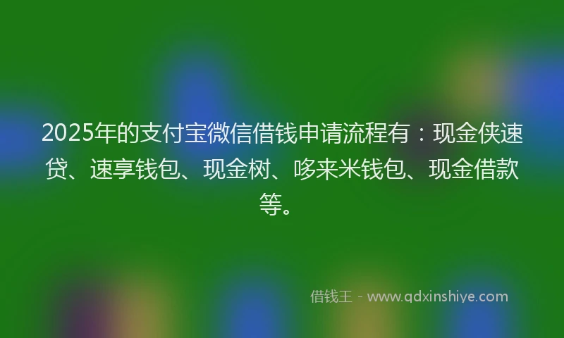 2025年的支付宝微信借钱申请流程有：现金侠速贷、速享钱包、现金树、哆来米钱包、现金借款等。