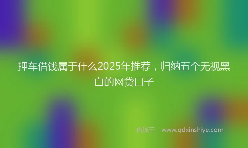押车借钱属于什么2025年推荐，归纳五个无视黑白的网贷口子