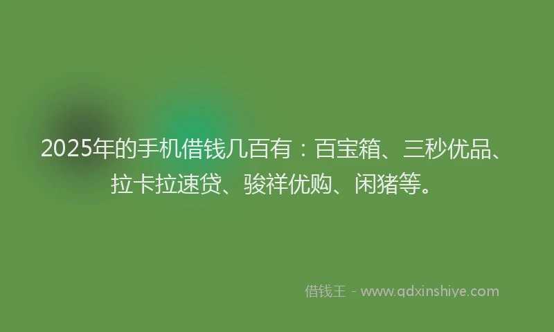 2025年的手机借钱几百有：百宝箱、三秒优品、拉卡拉速贷、骏祥优购、闲猪等。