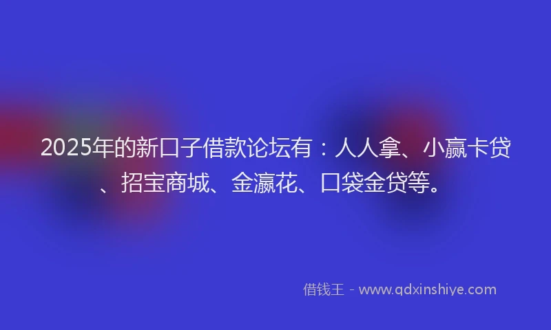 2025年的新口子借款论坛有：人人拿、小赢卡贷、招宝商城、金瀛花、口袋金贷等。