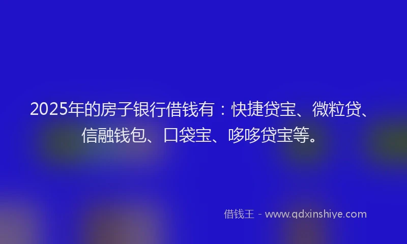 2025年的房子银行借钱有：快捷贷宝、微粒贷、信融钱包、口袋宝、哆哆贷宝等。