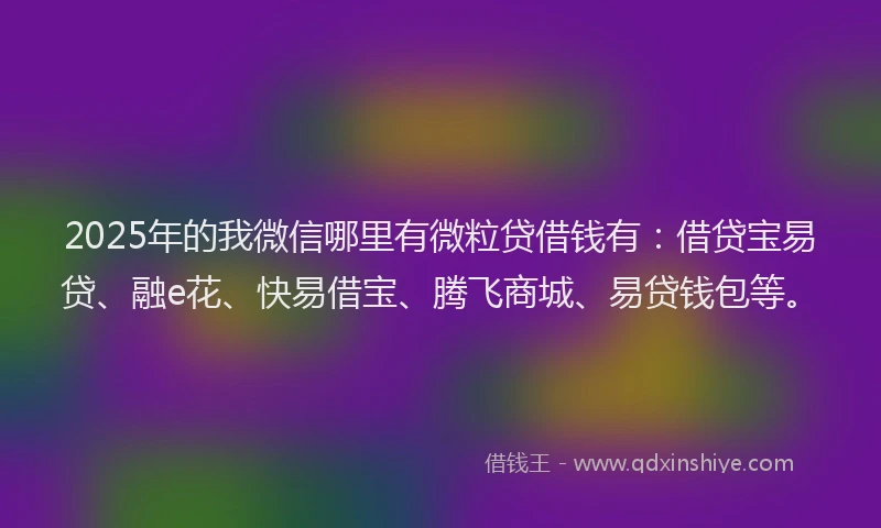 2025年的我微信哪里有微粒贷借钱有：借贷宝易贷、融e花、快易借宝、腾飞商城、易贷钱包等。