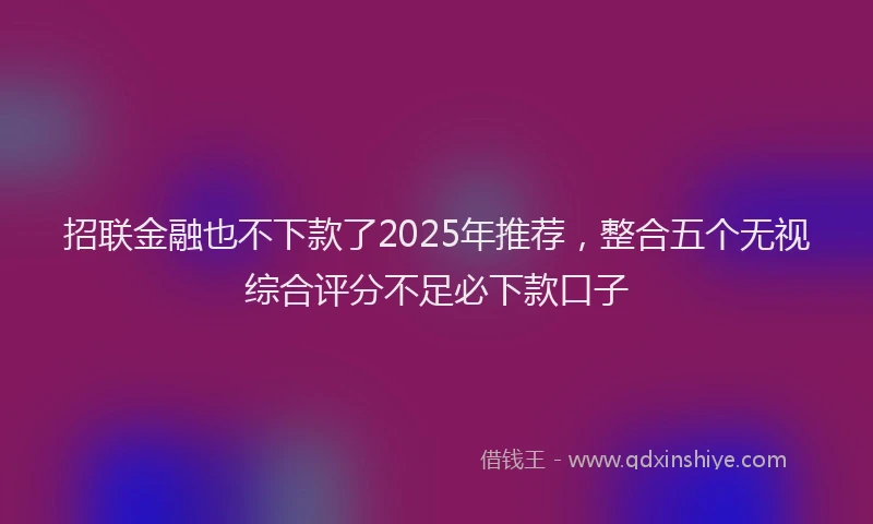 招联金融也不下款了2025年推荐，整合五个无视综合评分不足必下款口子