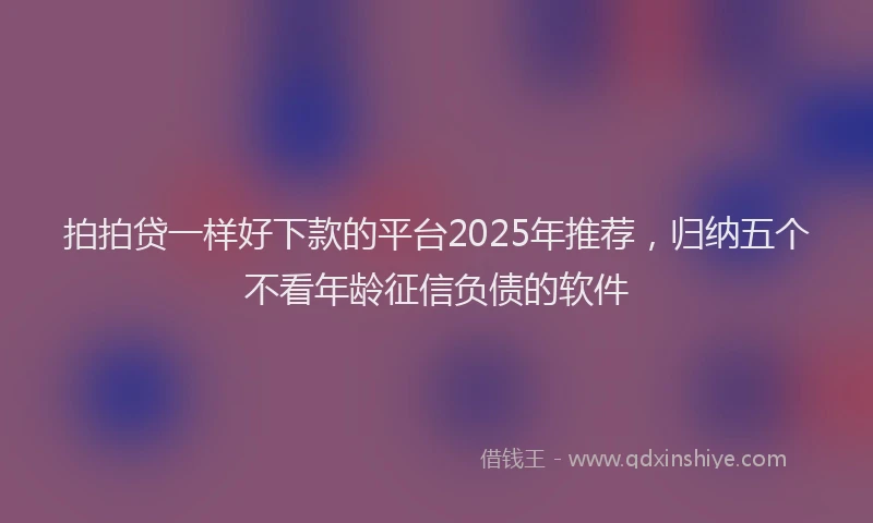 拍拍贷一样好下款的平台2025年推荐，归纳五个不看年龄征信负债的软件