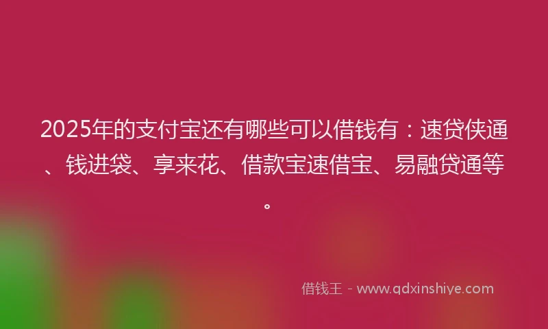 2025年的支付宝还有哪些可以借钱有：速贷侠通、钱进袋、享来花、借款宝速借宝、易融贷通等。