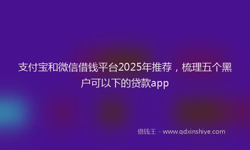 支付宝和微信借钱平台2025年推荐，梳理五个黑户可以下的贷款app