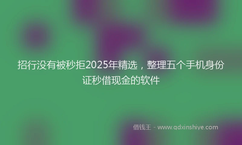 招行没有被秒拒2025年精选，整理五个手机身份证秒借现金的软件