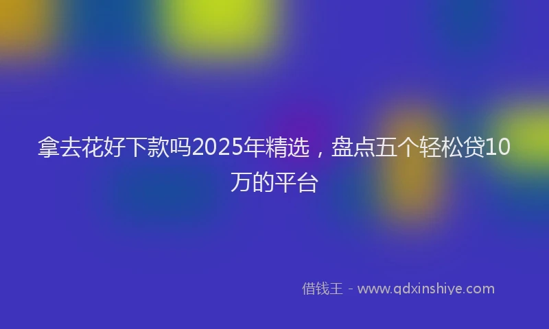 拿去花好下款吗2025年精选，盘点五个轻松贷10万的平台