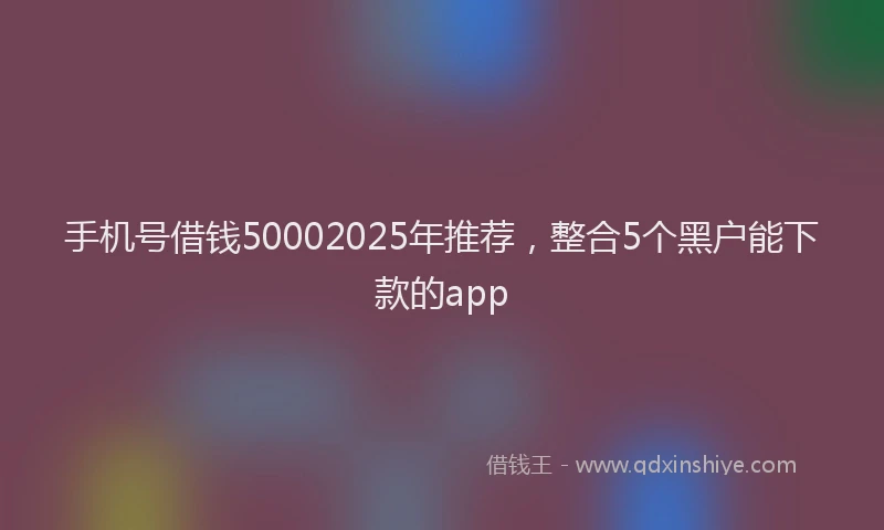 手机号借钱50002025年推荐，整合5个黑户能下款的app