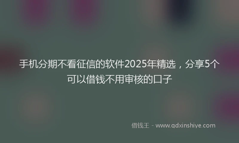 手机分期不看征信的软件2025年精选，分享5个可以借钱不用审核的口子
