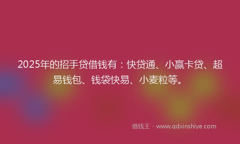 2025年的招手贷借钱有：快贷通、小赢卡贷、超易钱包、钱袋快易、小麦粒等。