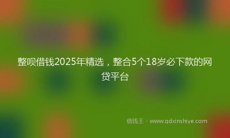 整呗借钱2025年精选，整合5个18岁必下款的网贷平台