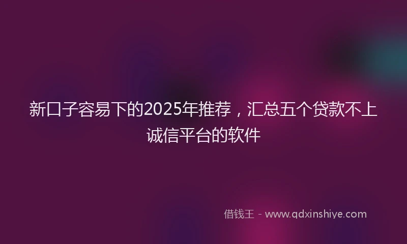 新口子容易下的2025年推荐，汇总五个贷款不上诚信平台的软件