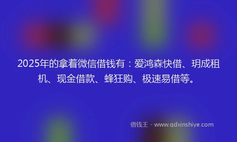 2025年的拿着微信借钱有：爱鸿森快借、玥成租机、现金借款、蜂狂购、极速易借等。