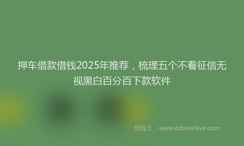 押车借款借钱2025年推荐，梳理五个不看征信无视黑白百分百下款软件