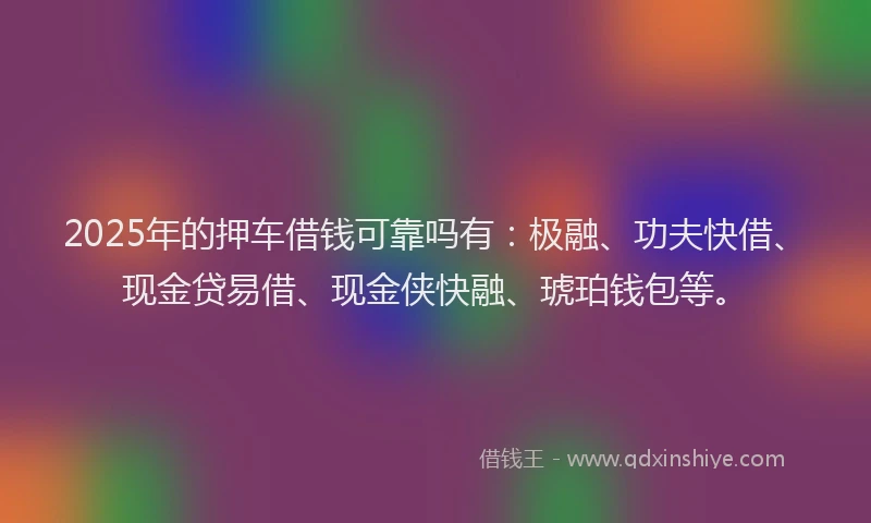 2025年的押车借钱可靠吗有：极融、功夫快借、现金贷易借、现金侠快融、琥珀钱包等。