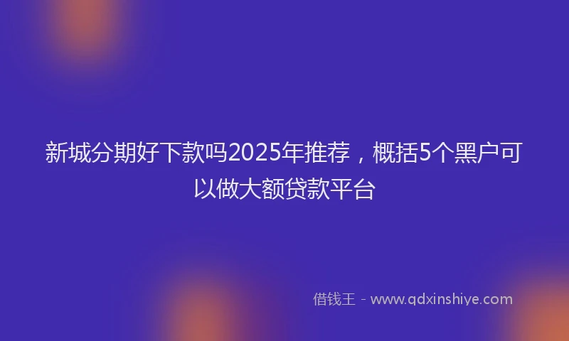 新城分期好下款吗2025年推荐，概括5个黑户可以做大额贷款平台