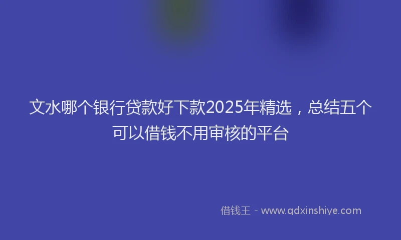 文水哪个银行贷款好下款2025年精选，总结五个可以借钱不用审核的平台