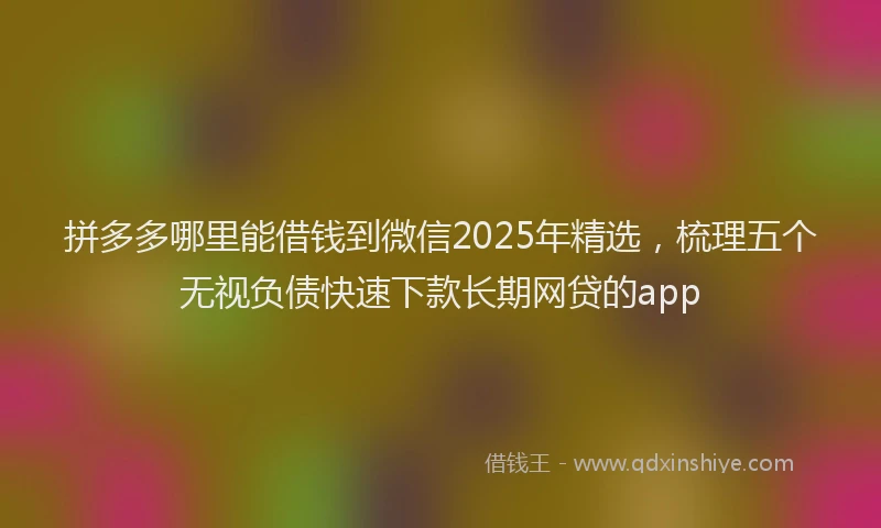 拼多多哪里能借钱到微信2025年精选，梳理五个无视负债快速下款长期网贷的app
