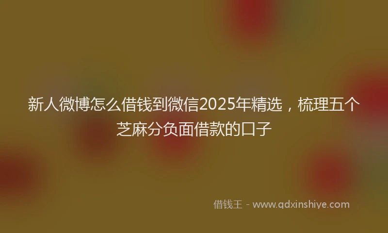 新人微博怎么借钱到微信2025年精选，梳理五个芝麻分负面借款的口子