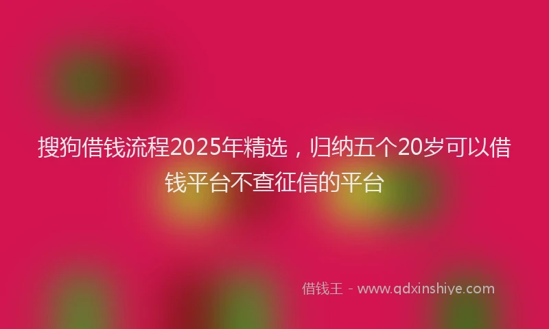 搜狗借钱流程2025年精选，归纳五个20岁可以借钱平台不查征信的平台