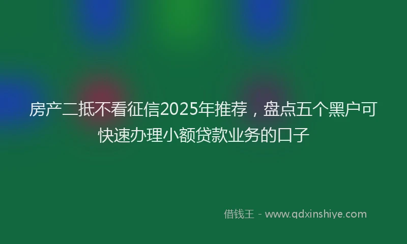 房产二抵不看征信2025年推荐，盘点五个黑户可快速办理小额贷款业务的口子