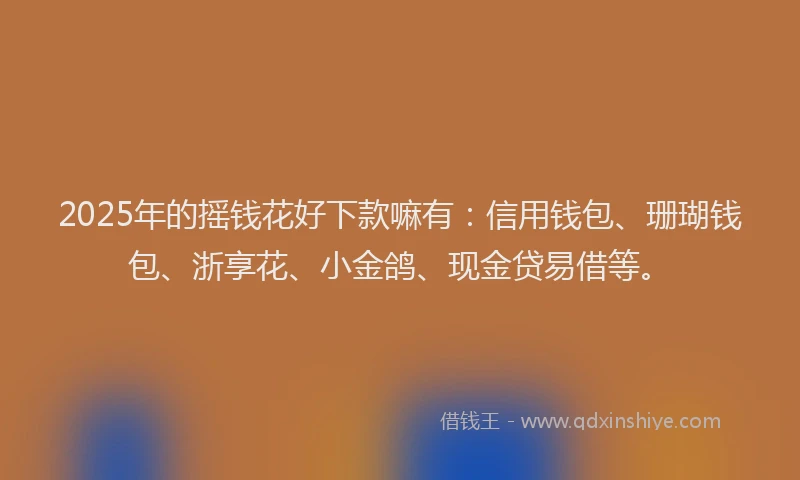 2025年的摇钱花好下款嘛有：信用钱包、珊瑚钱包、浙享花、小金鸽、现金贷易借等。