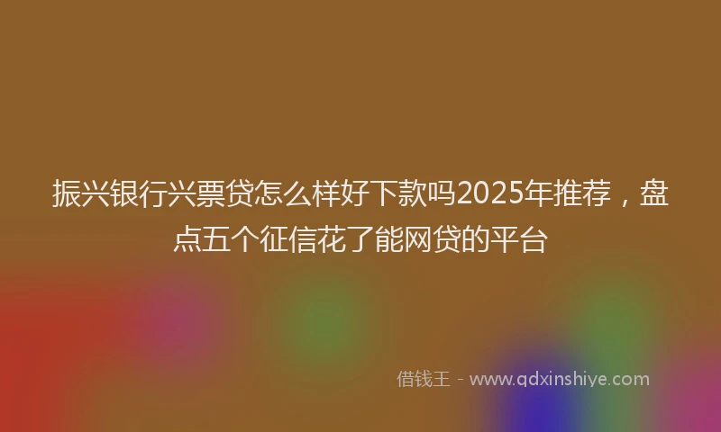 振兴银行兴票贷怎么样好下款吗2025年推荐，盘点五个征信花了能网贷的平台