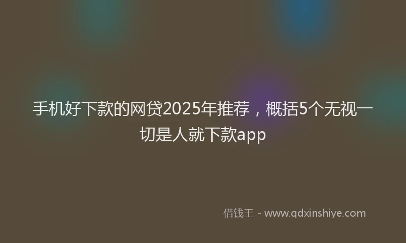 手机好下款的网贷2025年推荐，概括5个无视一切是人就下款app