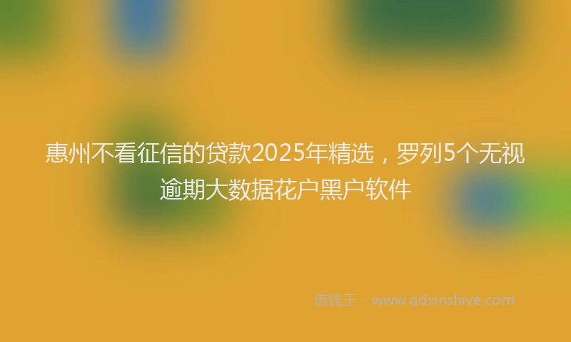惠州不看征信的贷款2025年精选，罗列5个无视逾期大数据花户黑户软件