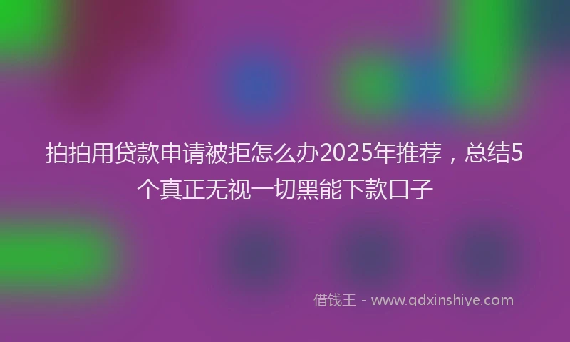 拍拍用贷款申请被拒怎么办2025年推荐，总结5个真正无视一切黑能下款口子