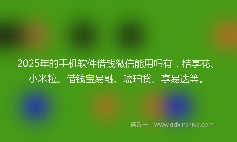 2025年的手机软件借钱微信能用吗有：桔享花、小米粒、借钱宝易融、琥珀贷、享易达等。