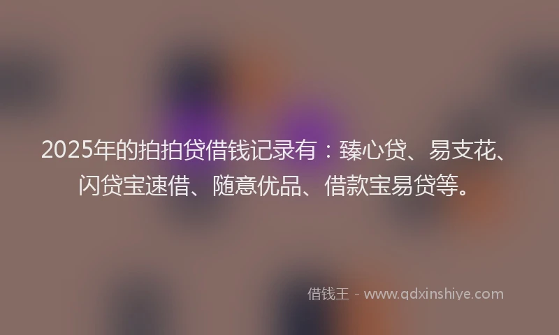 2025年的拍拍贷借钱记录有：臻心贷、易支花、闪贷宝速借、随意优品、借款宝易贷等。