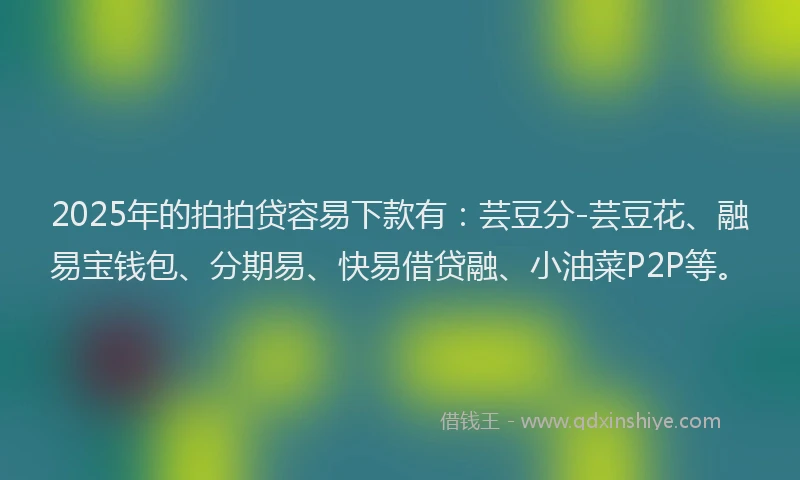 2025年的拍拍贷容易下款有：芸豆分-芸豆花、融易宝钱包、分期易、快易借贷融、小油菜P2P等。