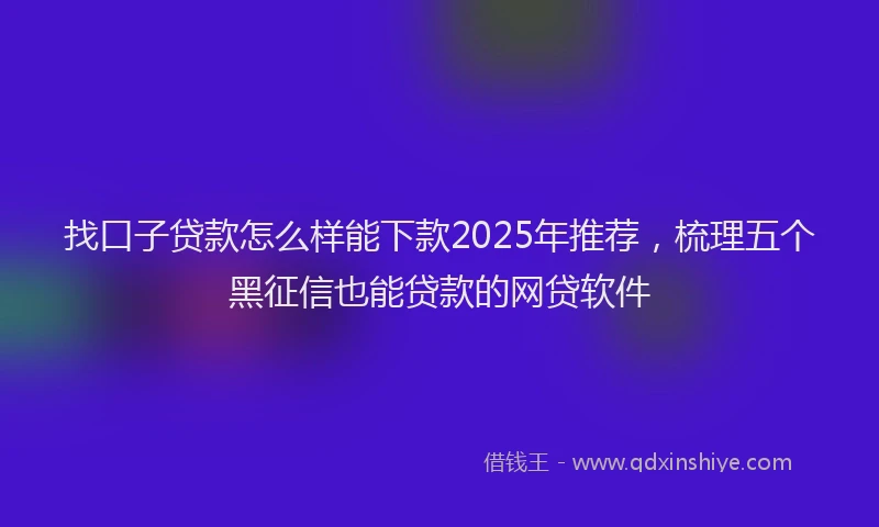 找口子贷款怎么样能下款2025年推荐，梳理五个黑征信也能贷款的网贷软件