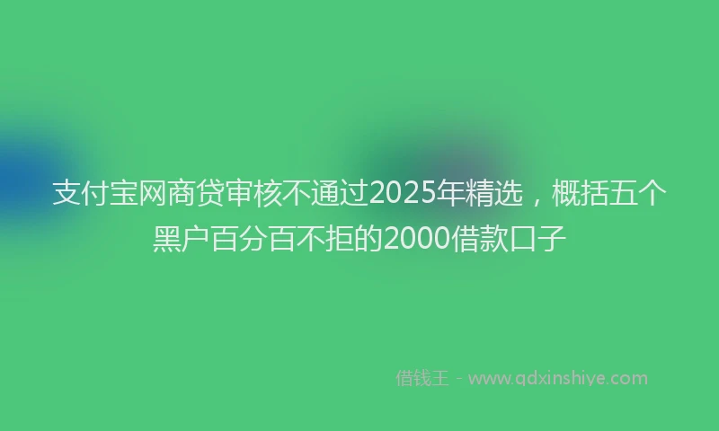 支付宝网商贷审核不通过2025年精选，概括五个黑户百分百不拒的2000借款口子