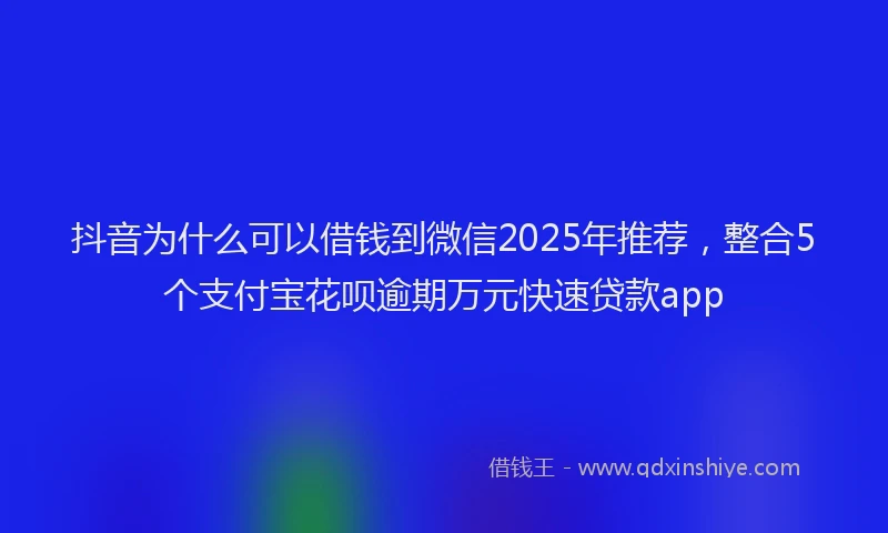 抖音为什么可以借钱到微信2025年推荐，整合5个支付宝花呗逾期万元快速贷款app