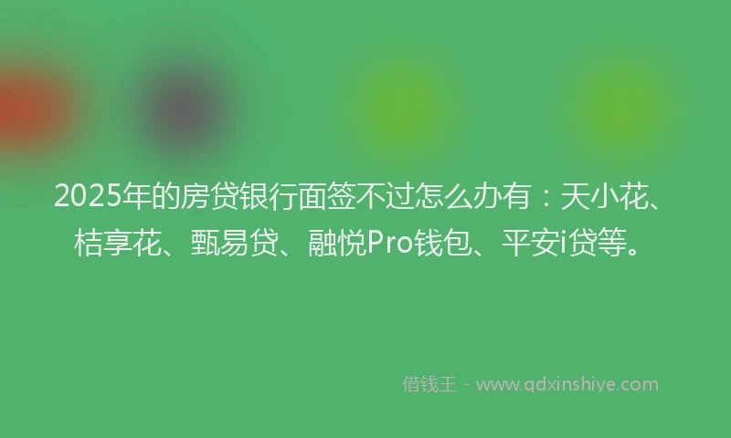 2025年的房贷银行面签不过怎么办有：天小花、桔享花、甄易贷、融悦Pro钱包、平安i贷等。