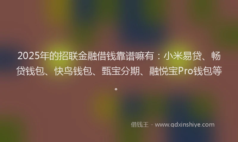 2025年的招联金融借钱靠谱嘛有：小米易贷、畅贷钱包、快鸟钱包、甄宝分期、融悦宝Pro钱包等。