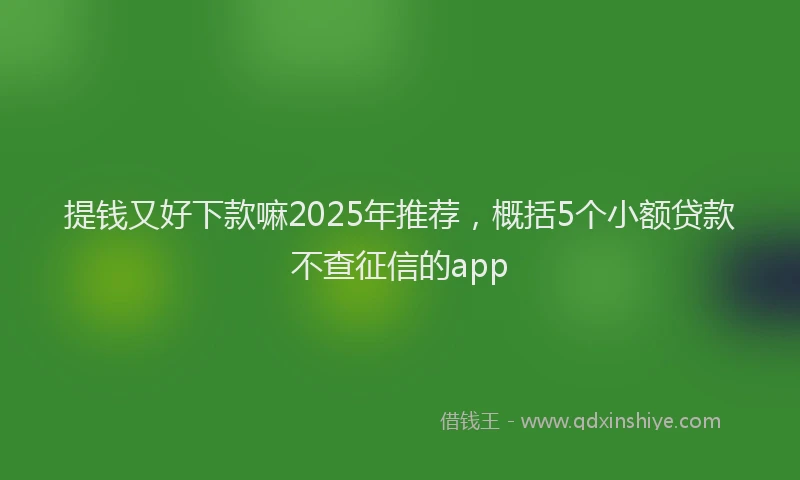 提钱又好下款嘛2025年推荐，概括5个小额贷款不查征信的app