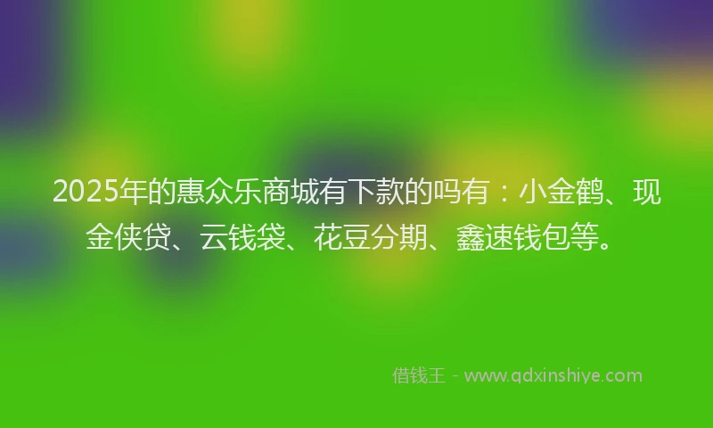 2025年的惠众乐商城有下款的吗有：小金鹤、现金侠贷、云钱袋、花豆分期、鑫速钱包等。