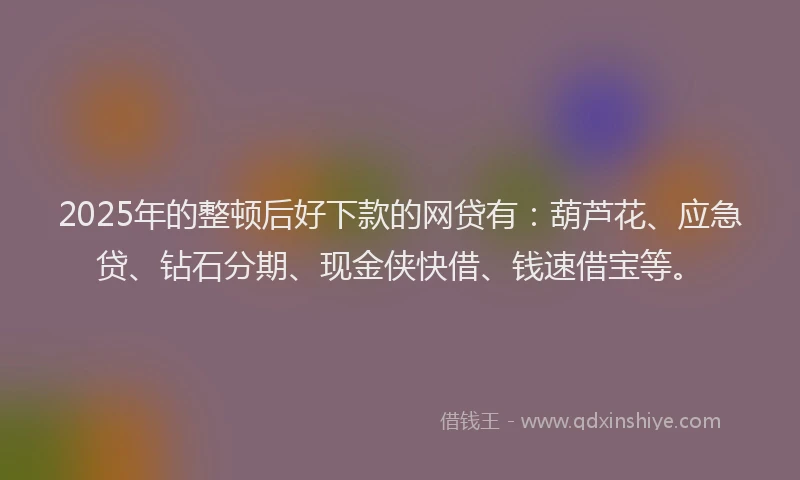 2025年的整顿后好下款的网贷有：葫芦花、应急贷、钻石分期、现金侠快借、钱速借宝等。