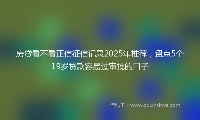 房贷看不看正信征信记录2025年推荐，盘点5个19岁贷款容易过审批的口子