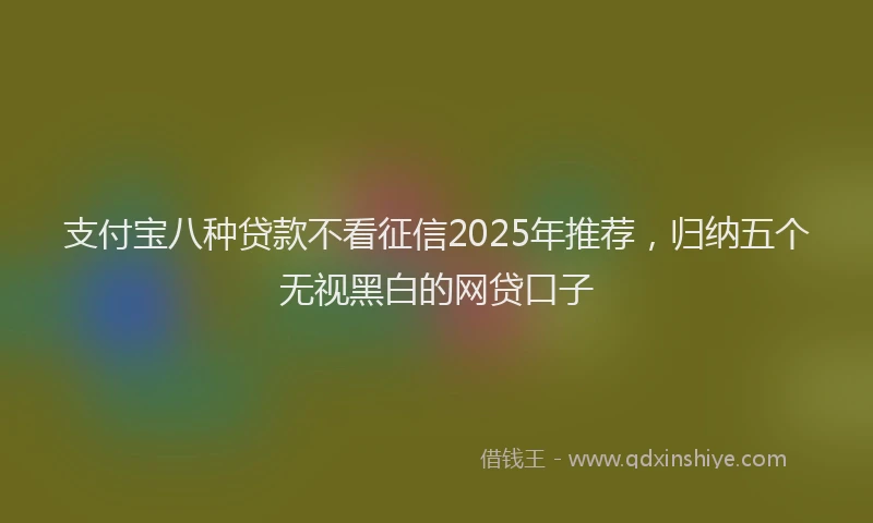 支付宝八种贷款不看征信2025年推荐，归纳五个无视黑白的网贷口子